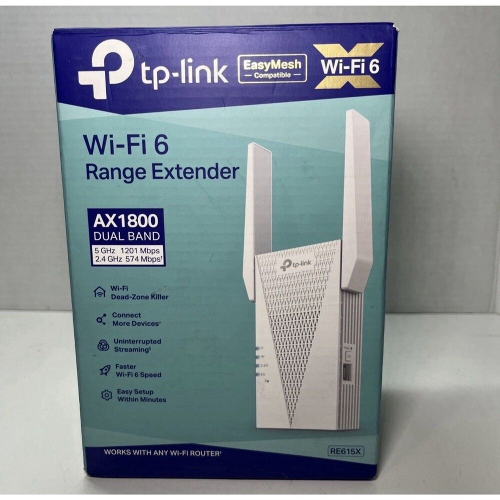 TP-Link AX1800 Dual Band Wi-Fi 6 Range Extender | 5 GHz 1201 Mbps | RE615X